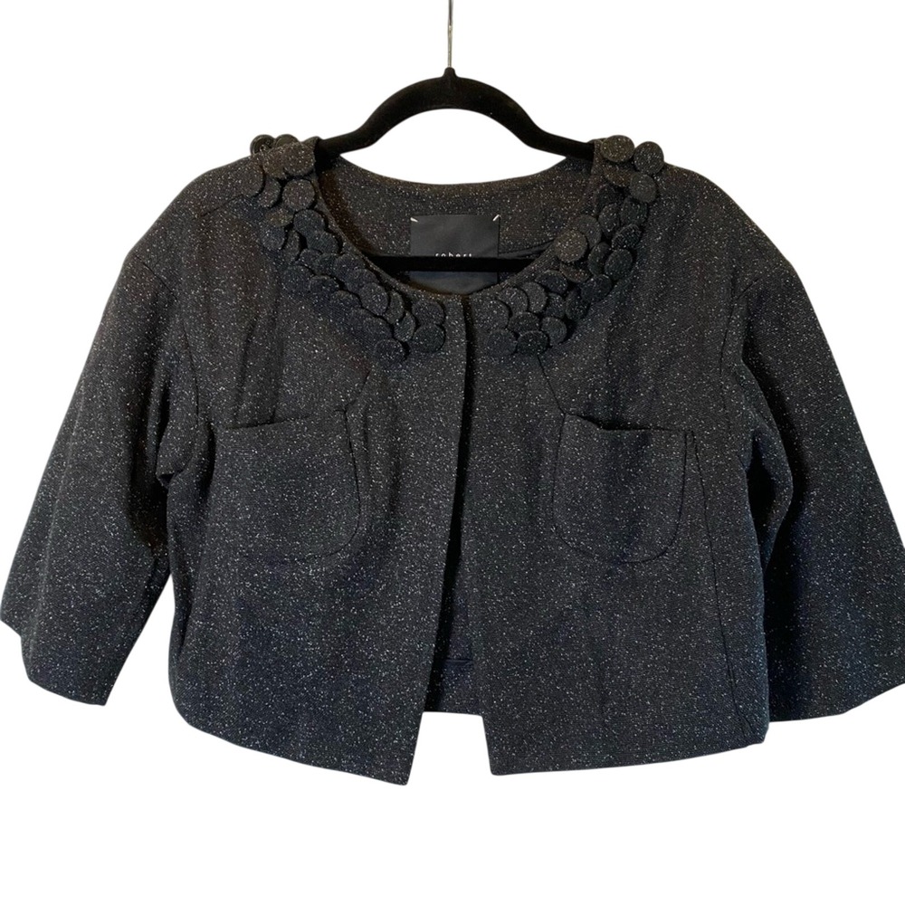 Robert Rodriguez Women's Tweed Cropped Cape Coat Jacket Size 2 Button Collar
